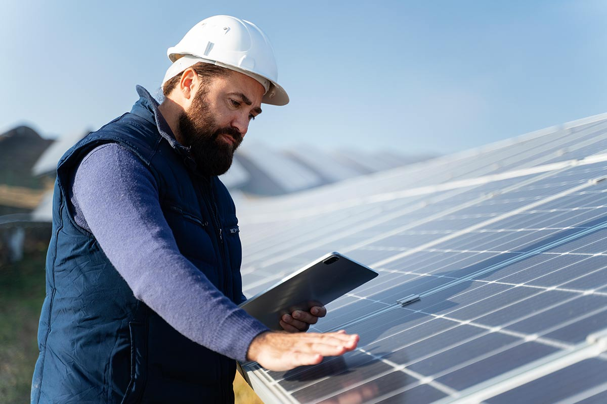 Solar technician at work